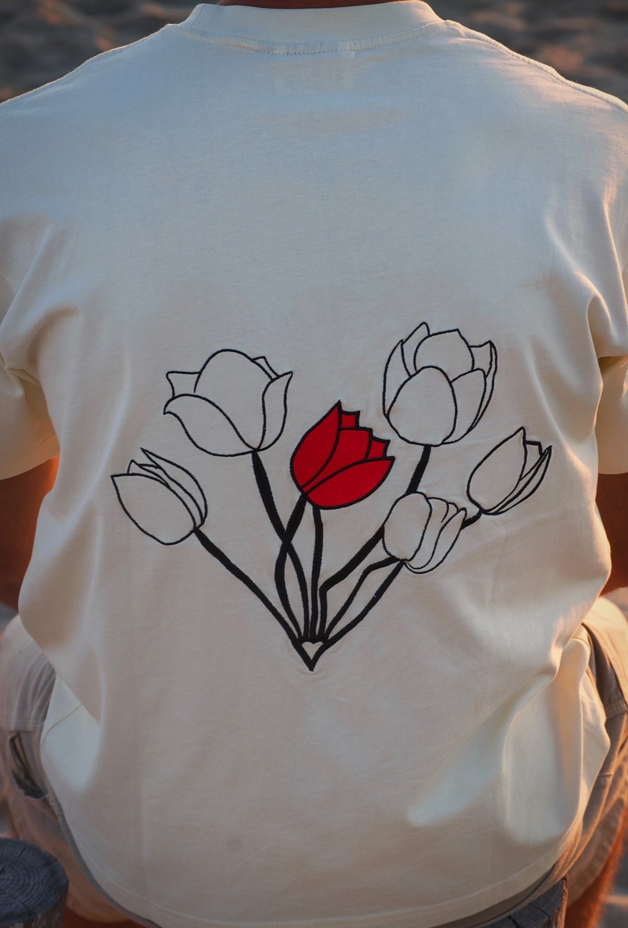 T-shirt fleurs FMR beige