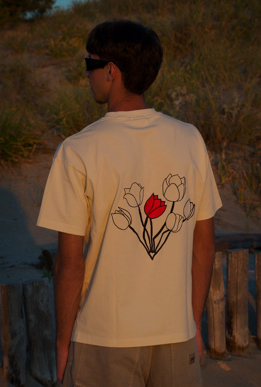 T-shirt fleurs FMR beige