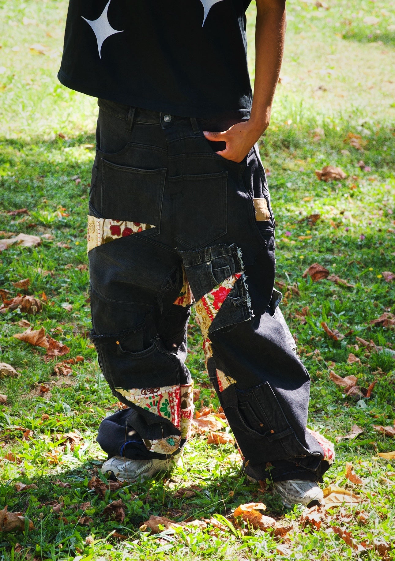 Jeans en tapisserie noir