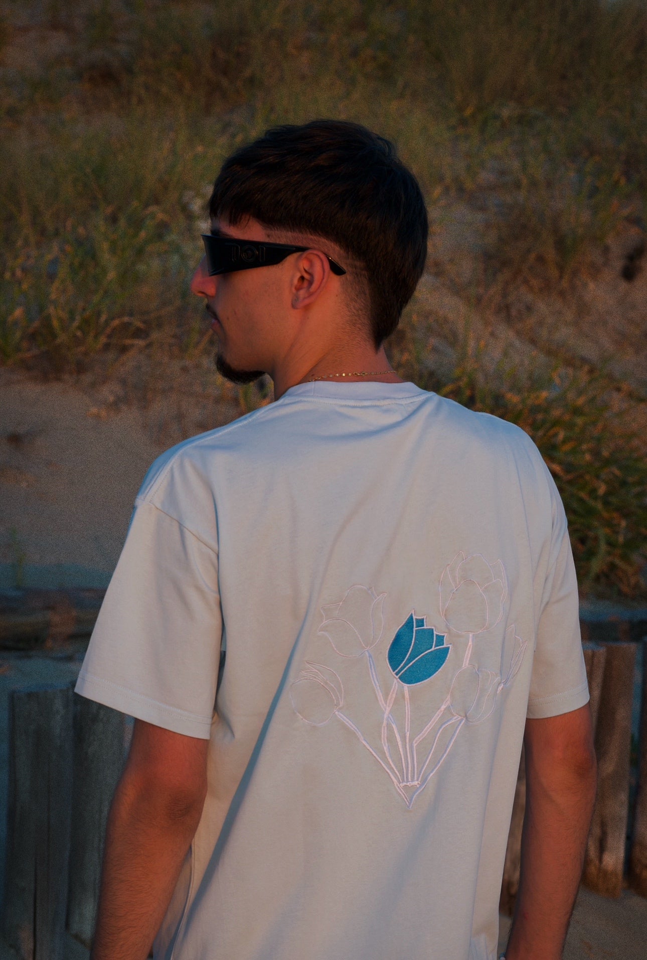 T-shirt fleurs FMR bleu clair