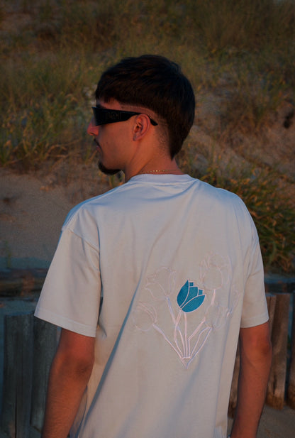 T-shirt fleurs FMR bleu clair