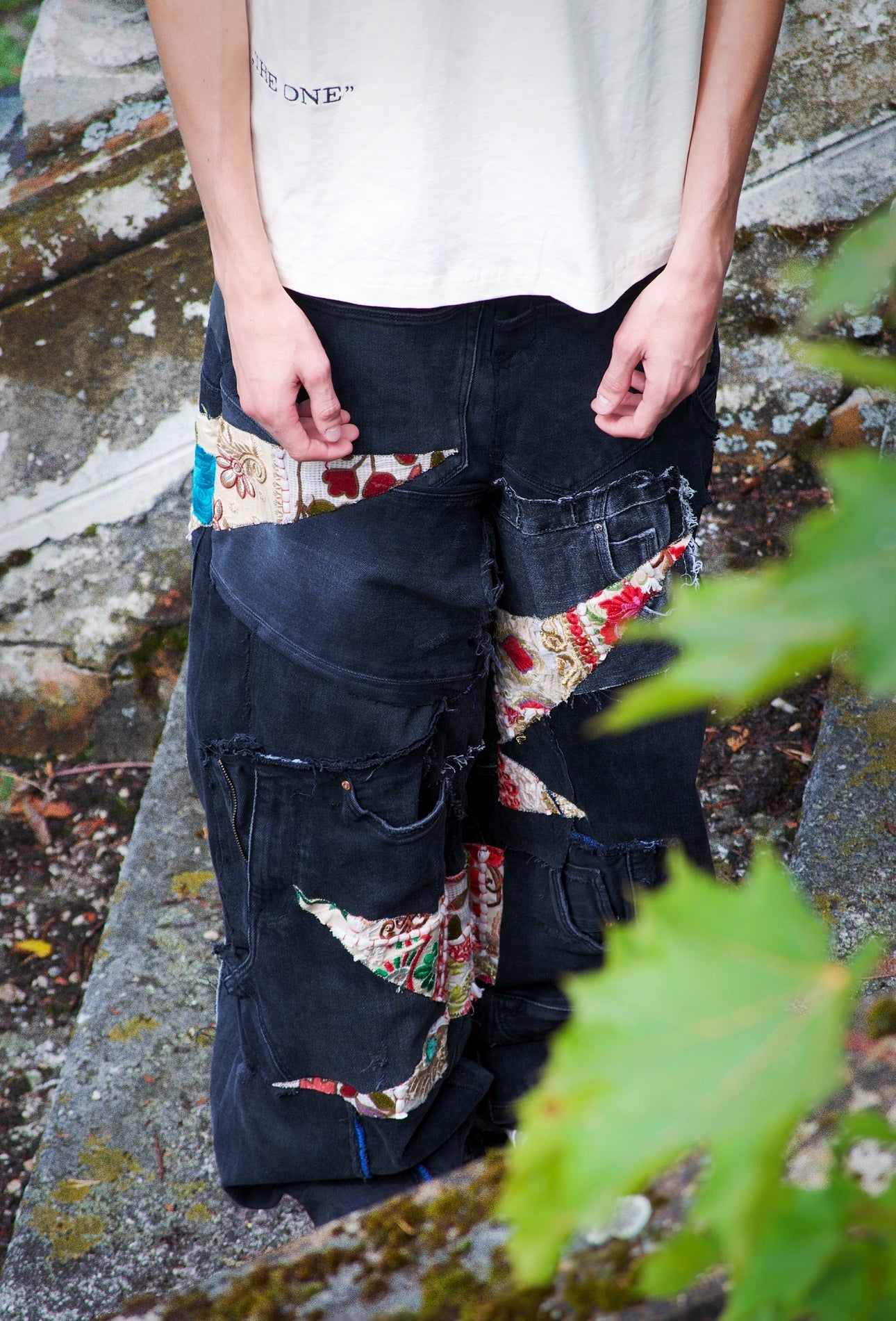 Jeans en tapisserie noir