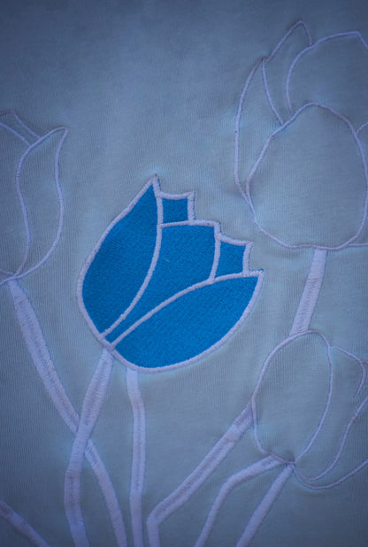 T-shirt fleurs FMR bleu clair